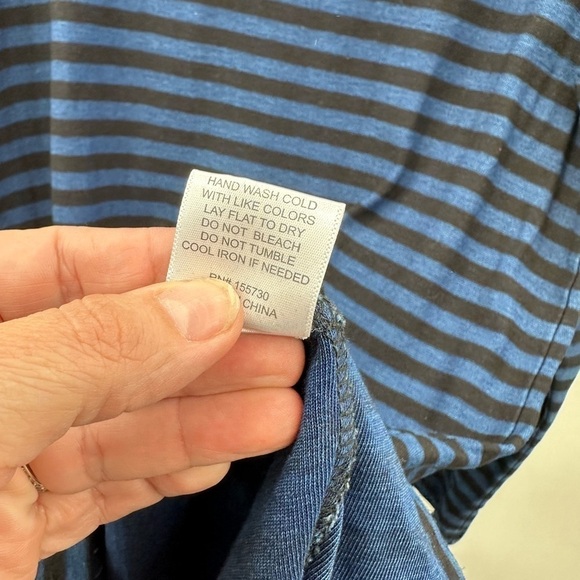 JANE & DELEANCEY S 100% Cotton blue-black stripe midi length Atheisure dress - Picture 9 of 12